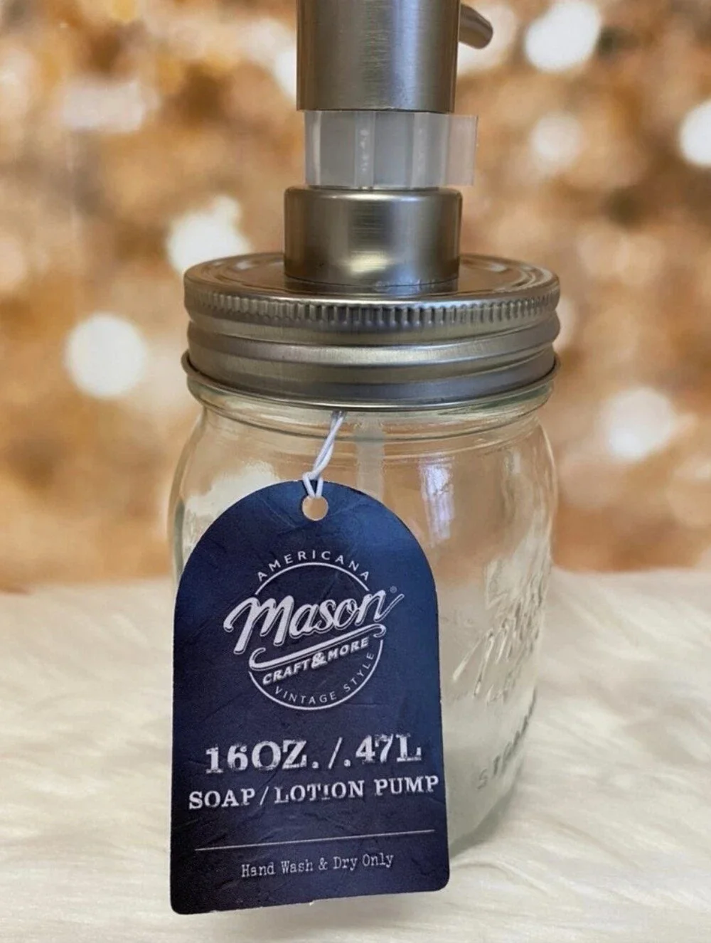 Americana Mason Craft and More Mason Jar Clear Soap Or Lotion Dispenser